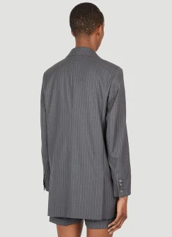 Pinstriped Wool Blazer