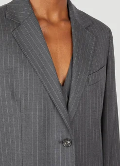 Pinstriped Wool Blazer