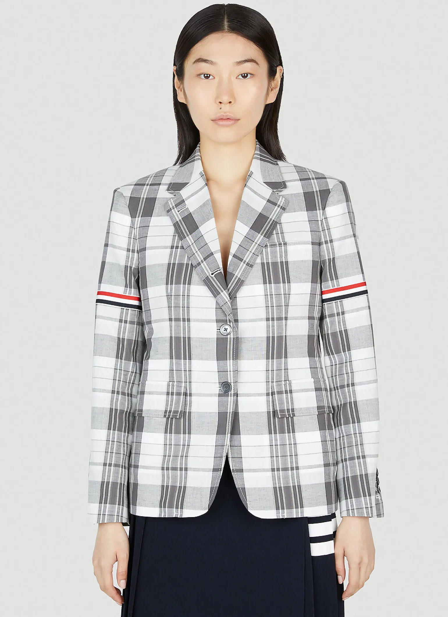 Plaid Single Breasted Blazer