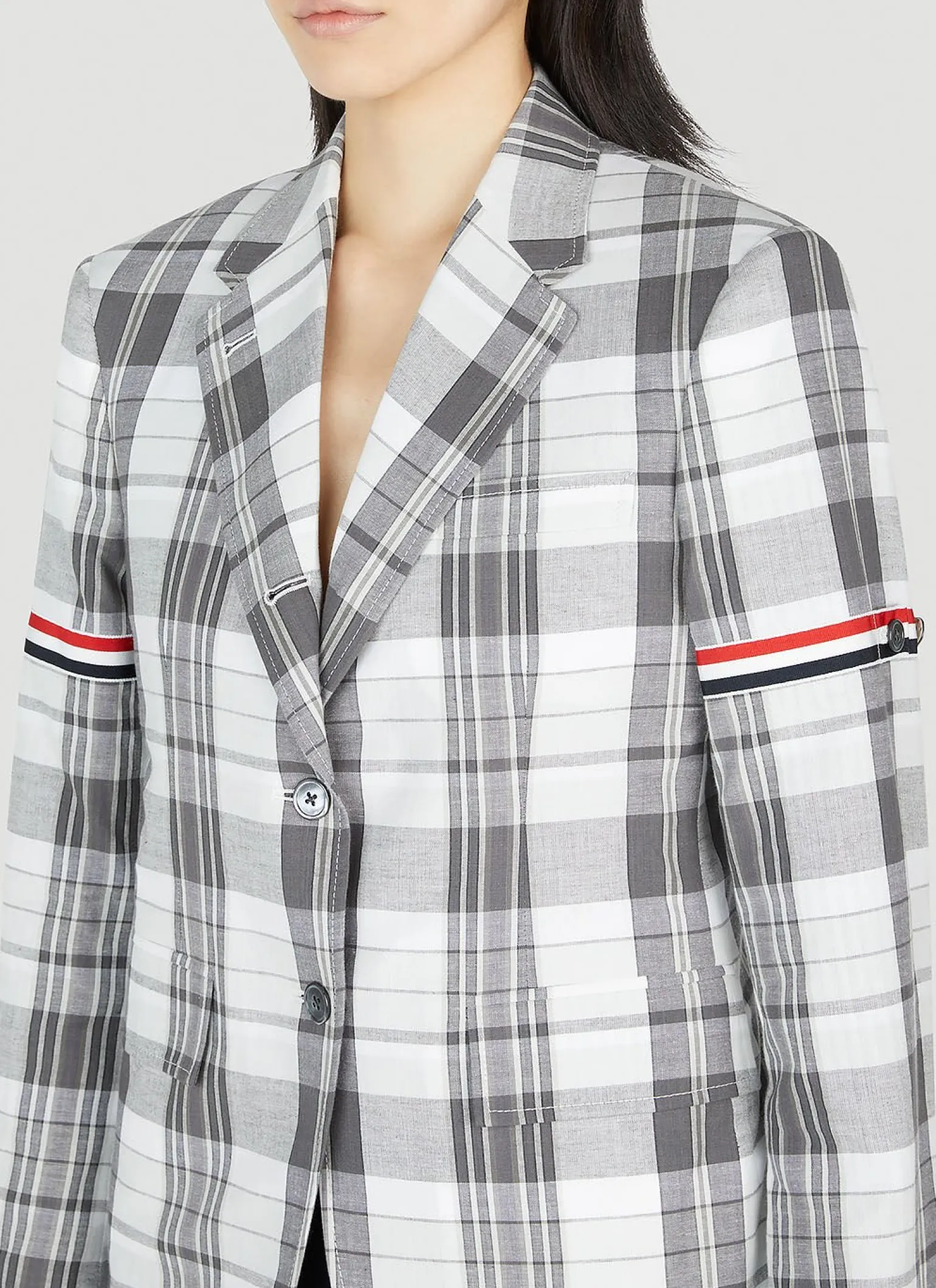 Plaid Single Breasted Blazer