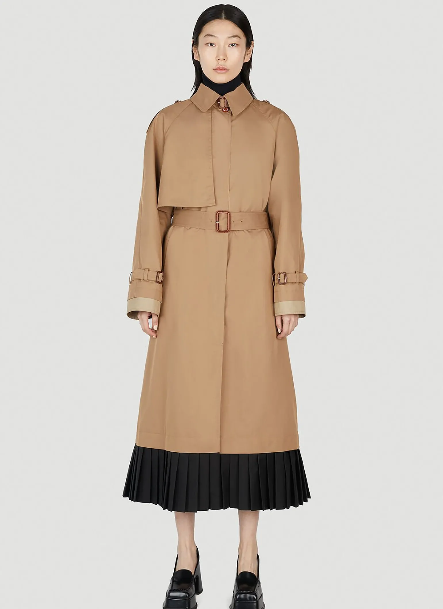 Pleated Hem Trench Coat