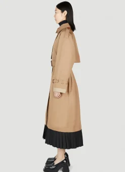 Pleated Hem Trench Coat