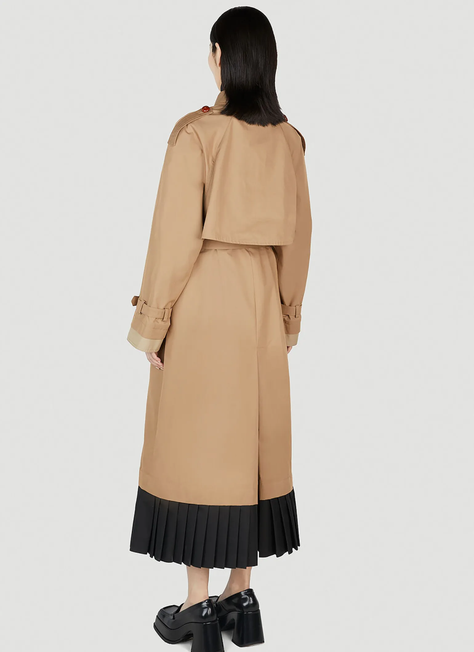 Pleated Hem Trench Coat