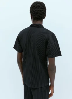 Pleated Knit Polo Shirt