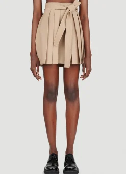 Pleated Wool Mini Skirt