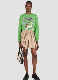 Pleated Wool Mini Skirt