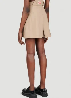 Pleated Wool Mini Skirt