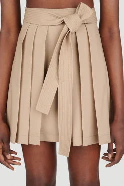 Pleated Wool Mini Skirt