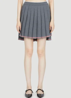 Pleated Wool-Knit Mini Skirt