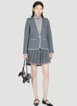 Pleated Wool-Knit Mini Skirt