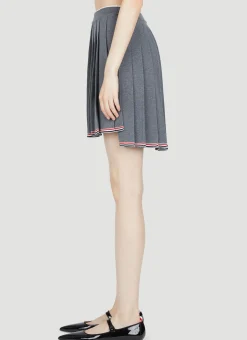 Pleated Wool-Knit Mini Skirt
