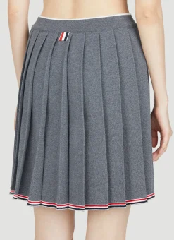 Pleated Wool-Knit Mini Skirt