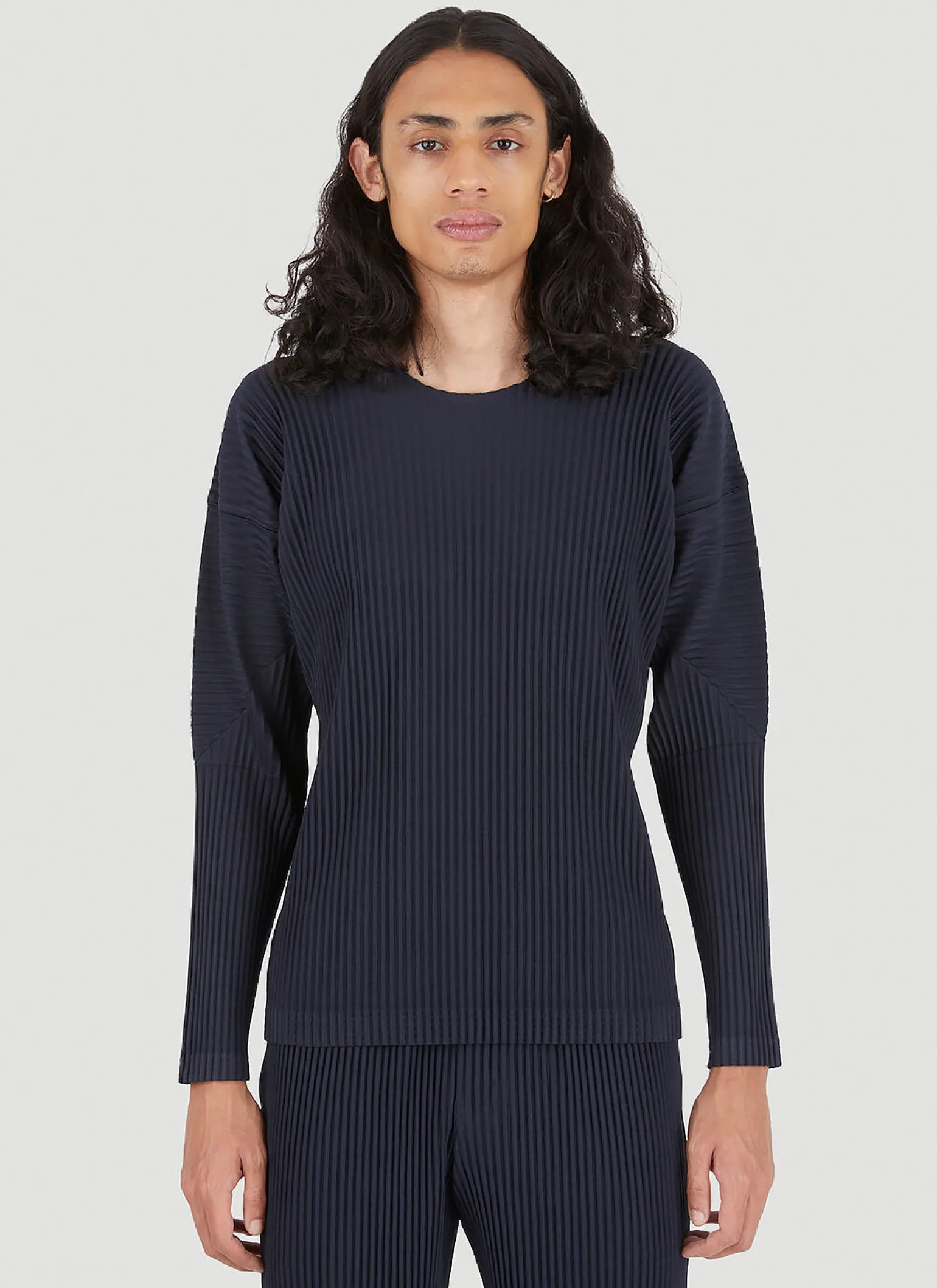 Plisse Long Sleeve Top