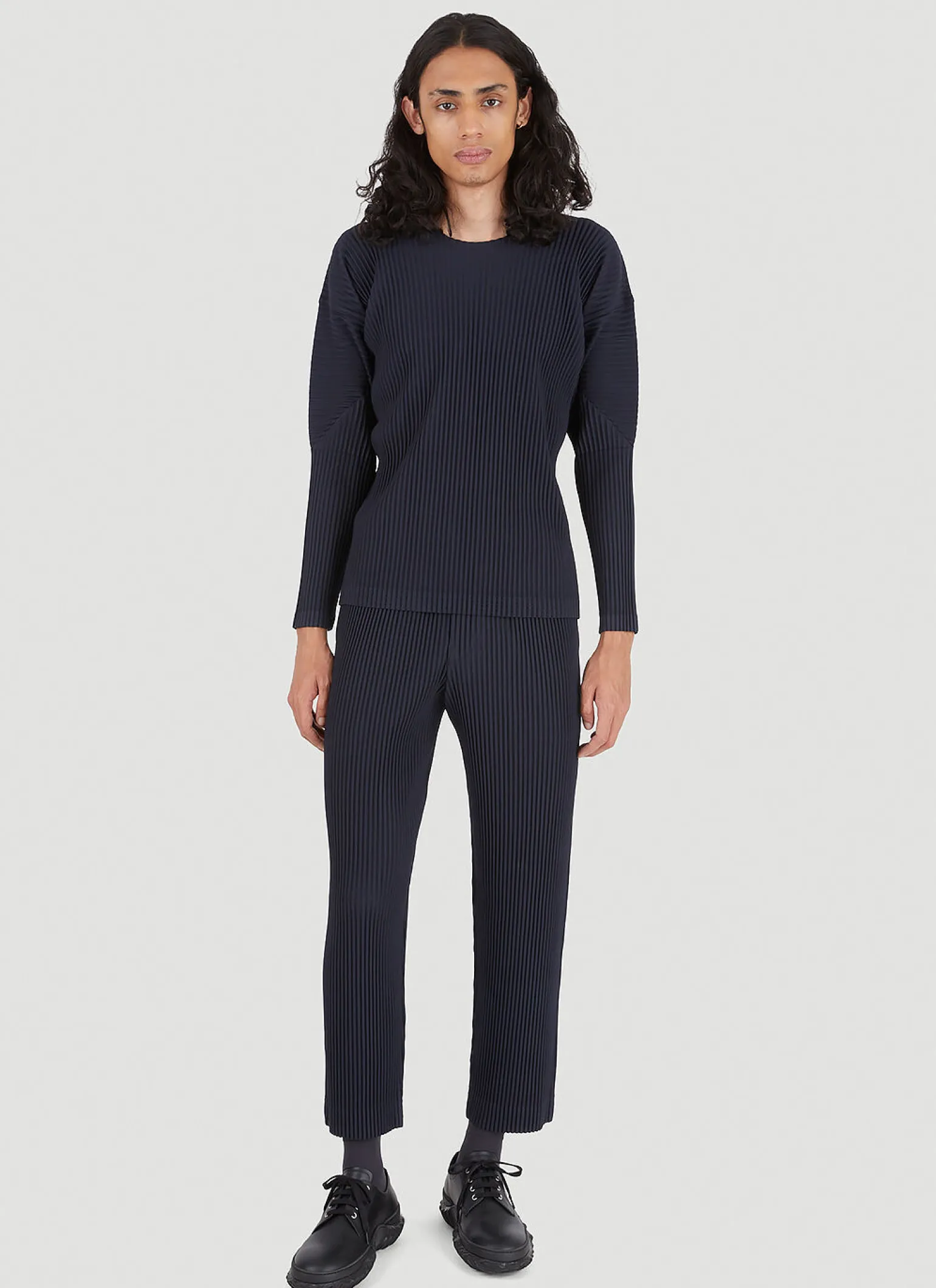 Plisse Long Sleeve Top