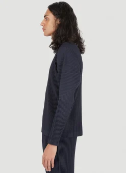 Plisse Long Sleeve Top