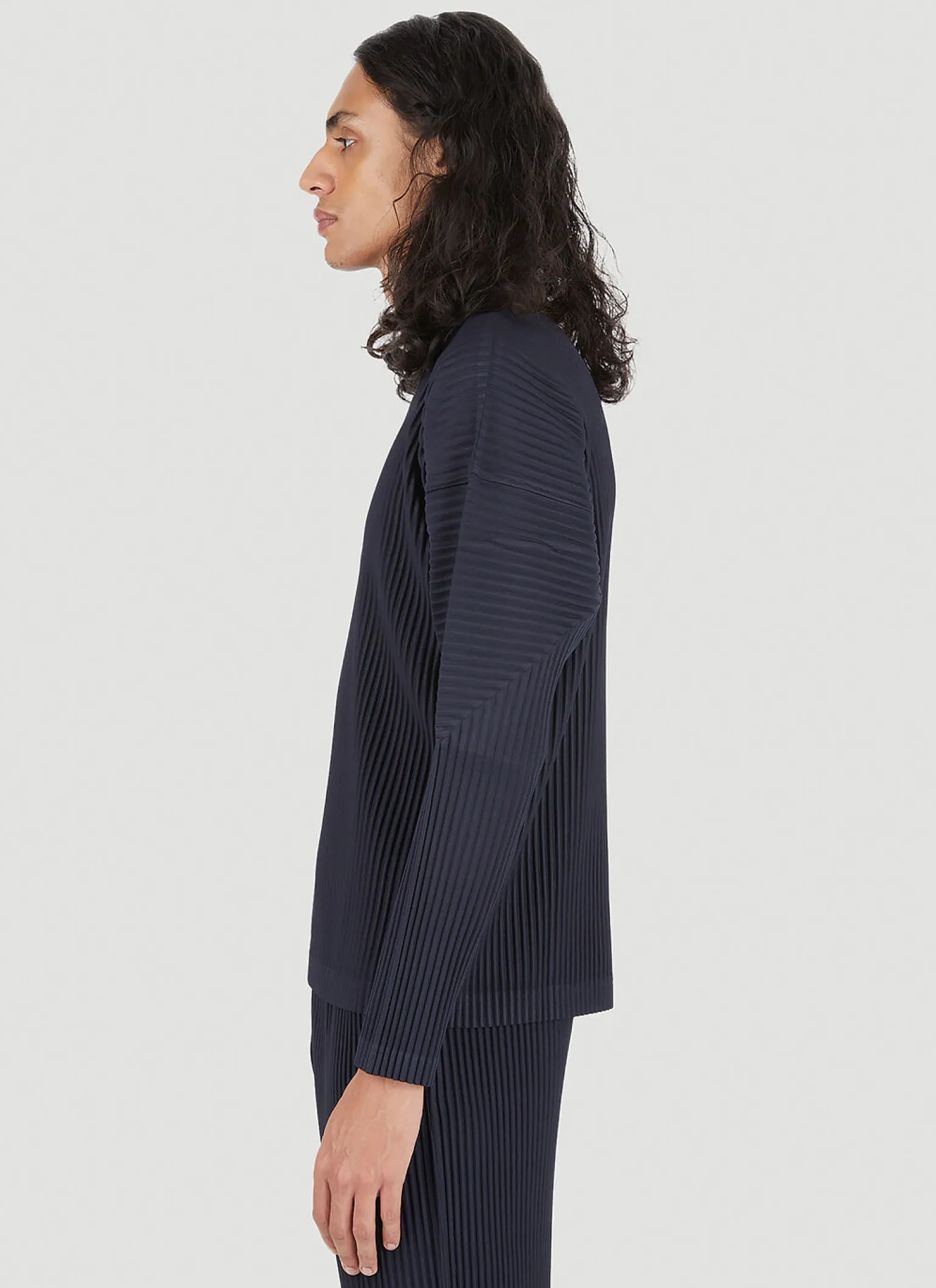 Plisse Long Sleeve Top