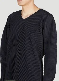Plisse Long Sleeve Top
