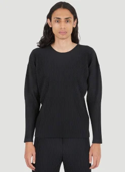 Plisse Long Sleeve Top