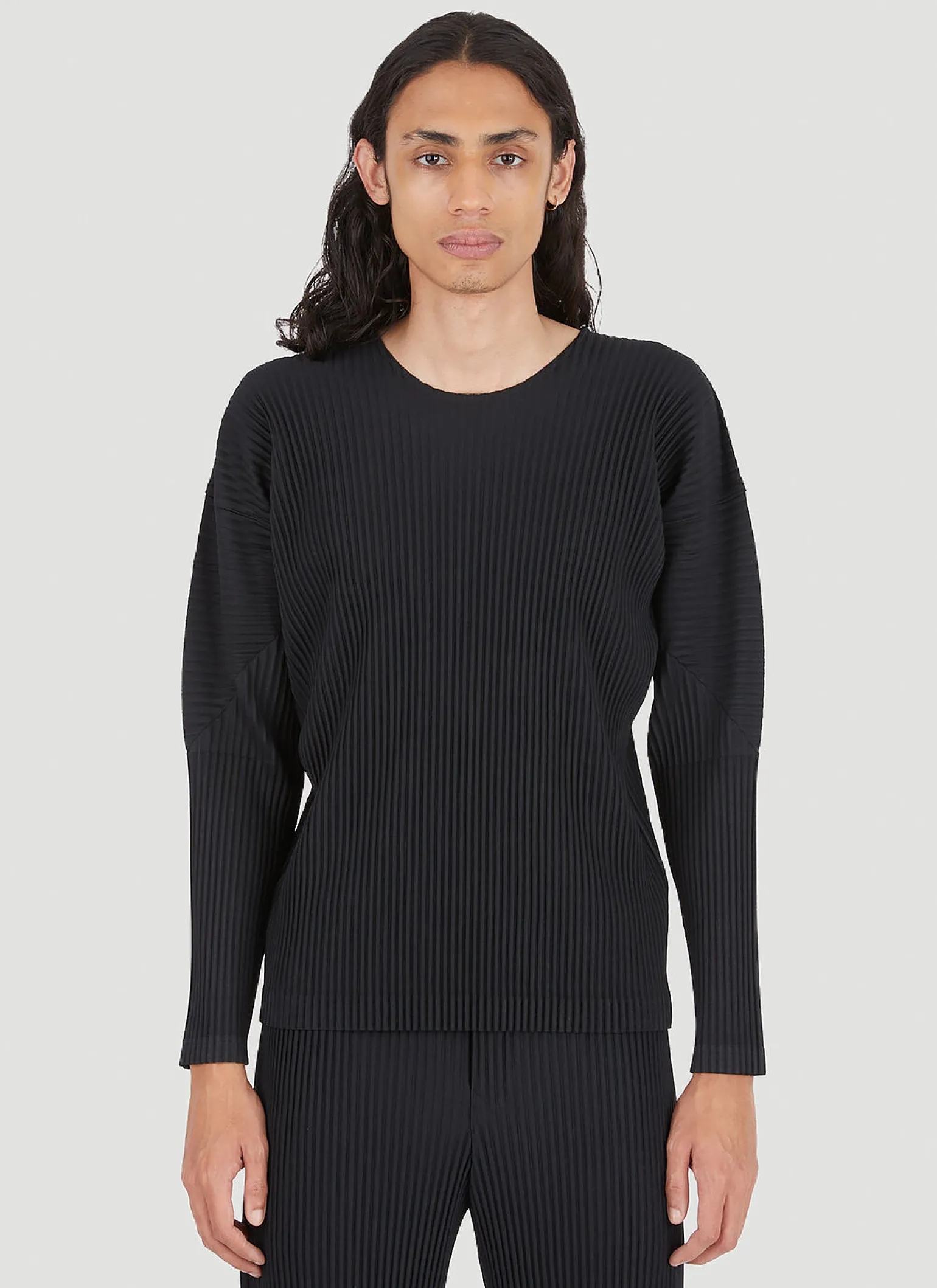 Plisse Long Sleeve Top