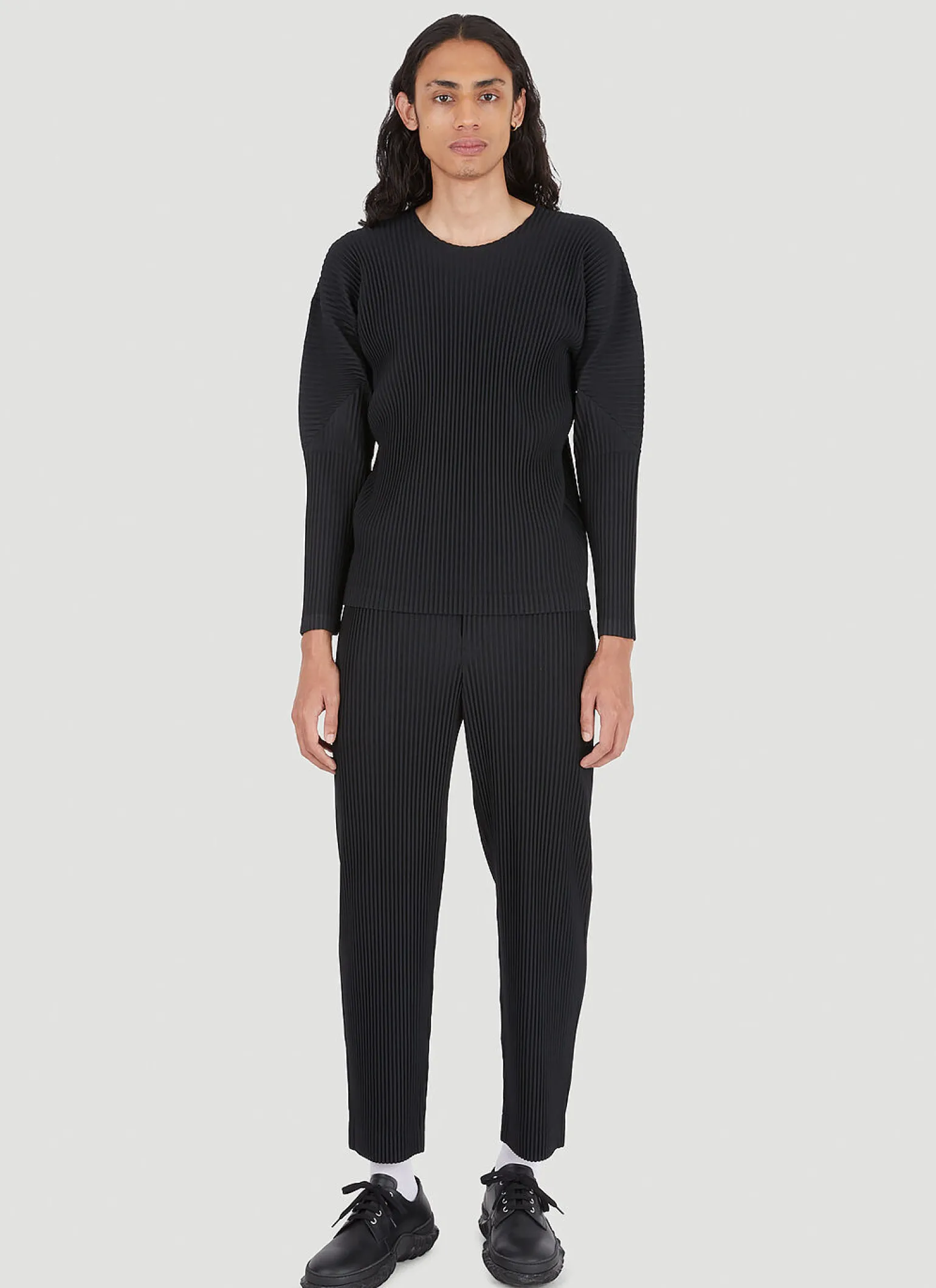Plisse Long Sleeve Top