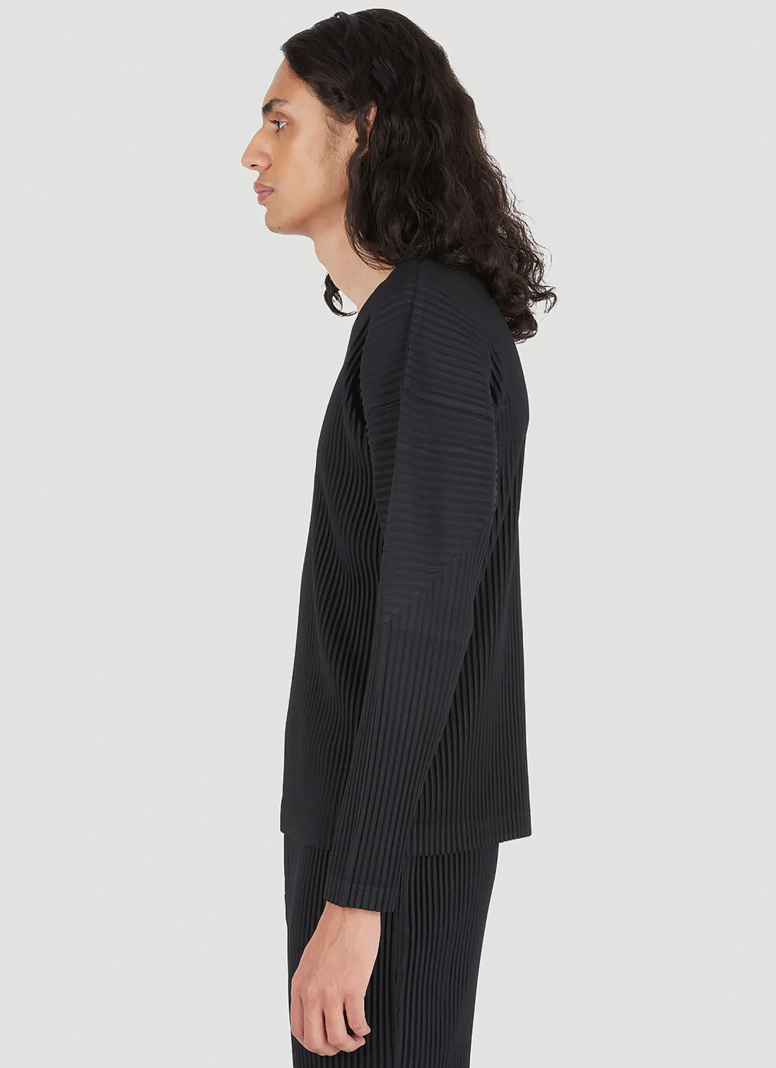 Plisse Long Sleeve Top