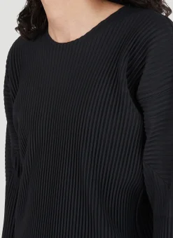 Plisse Long Sleeve Top