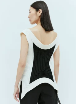 Pointed Contrast Ribbed Top
