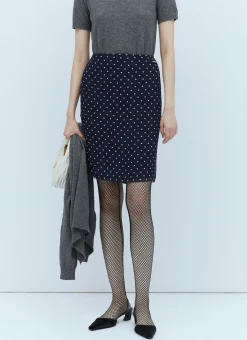 Polka-Dot Silk Chiffon Skirt