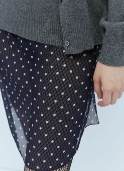 Polka-Dot Silk Chiffon Skirt