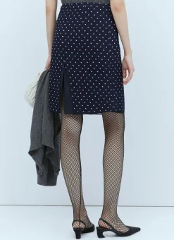 Polka-Dot Silk Chiffon Skirt