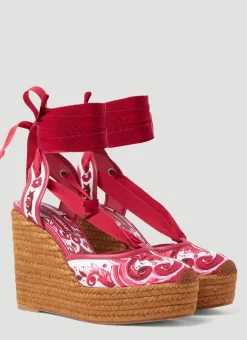 Printed Brocade Wedge Sandals