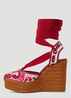 Printed Brocade Wedge Sandals