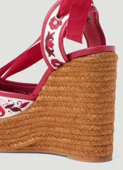 Printed Brocade Wedge Sandals