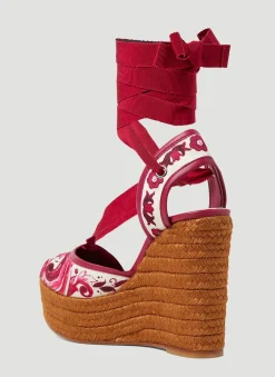 Printed Brocade Wedge Sandals
