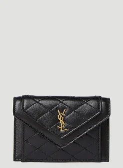 Quilted Logo Plaque Wallet