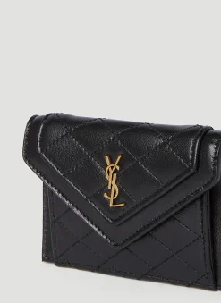 Quilted Logo Plaque Wallet