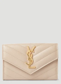 Quilted Logo Plaque Wallet