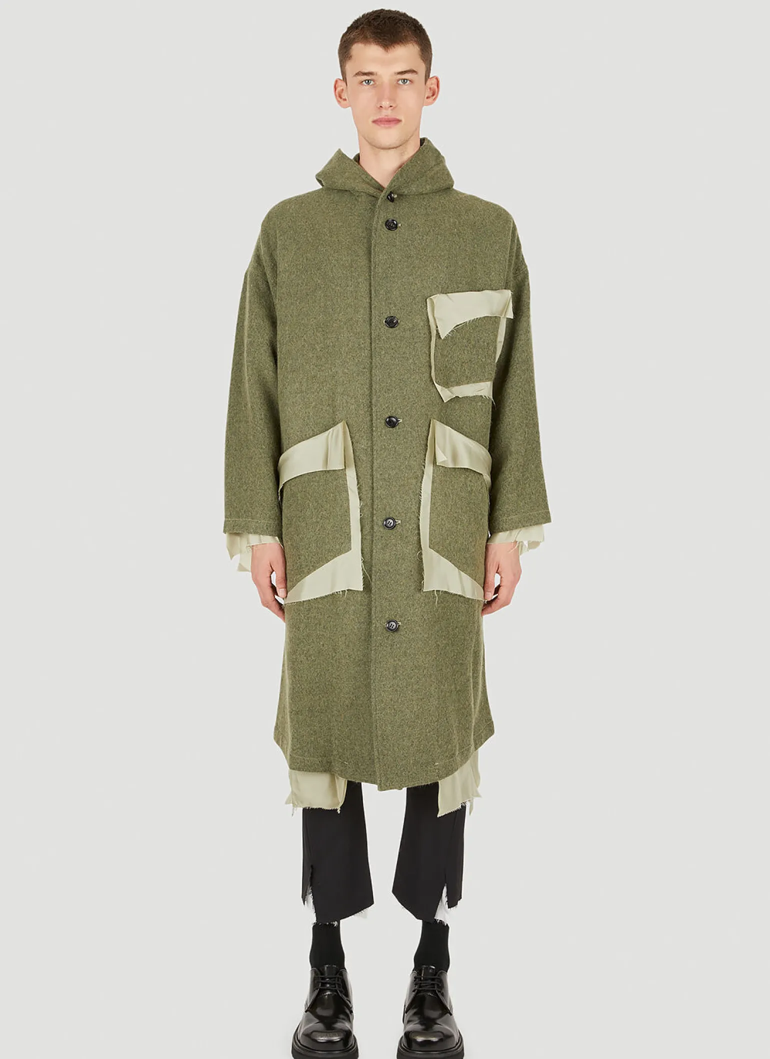 Raw Hem Hooded Coat