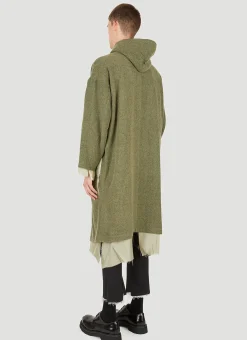 Raw Hem Hooded Coat