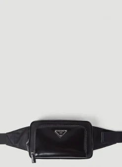 Re-Nylon And Leather Belt Bag