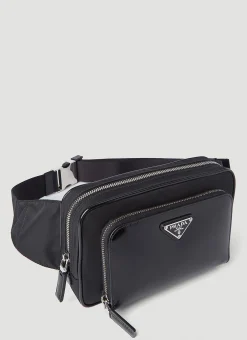Re-Nylon And Leather Belt Bag