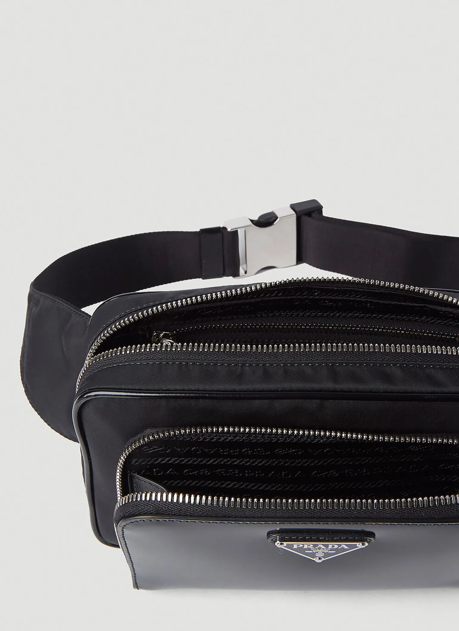 Re-Nylon And Leather Belt Bag