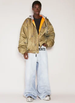 Reversible Scribbled Hooded Bomber Jacket