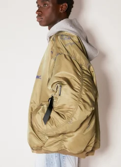Reversible Scribbled Hooded Bomber Jacket