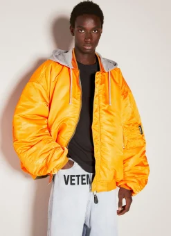 Reversible Scribbled Hooded Bomber Jacket