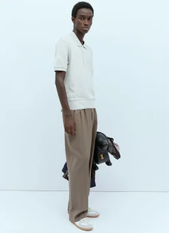 Rib Polo Shirt With Logo Patch