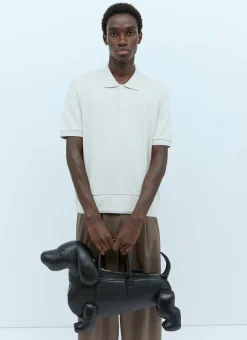 Rib Polo Shirt With Logo Patch
