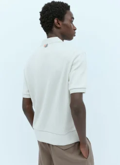Rib Polo Shirt With Logo Patch