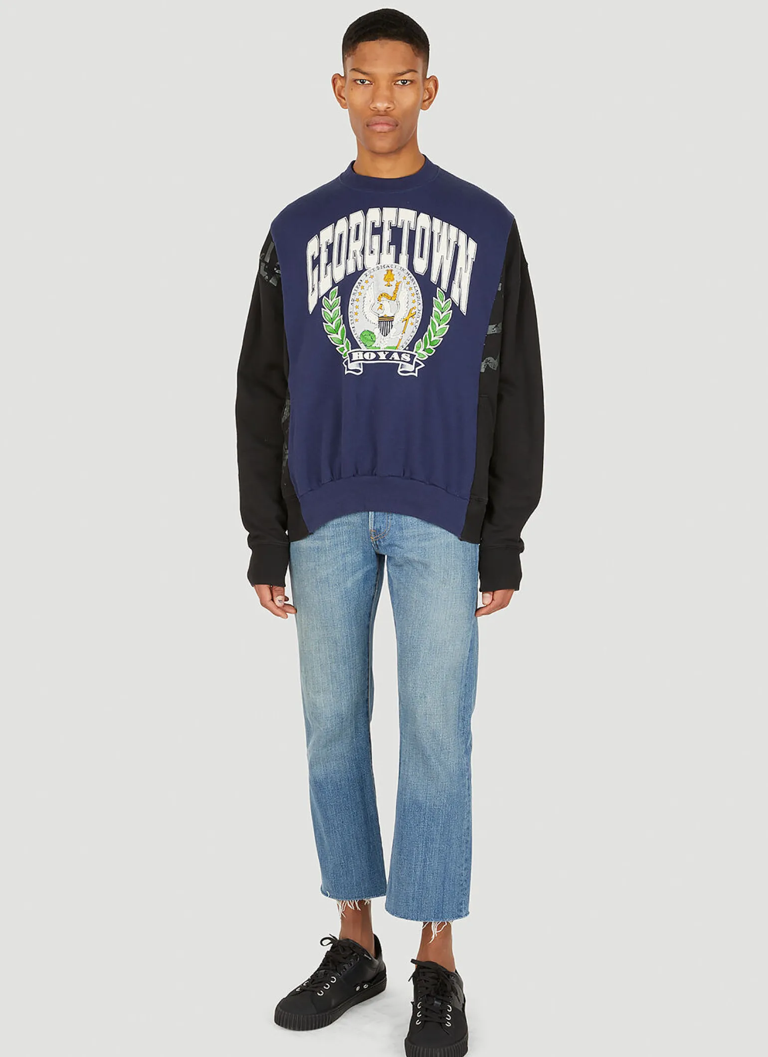 Ripped Waistband Belted Jeans