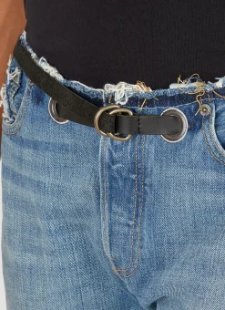 Ripped Waistband Belted Jeans